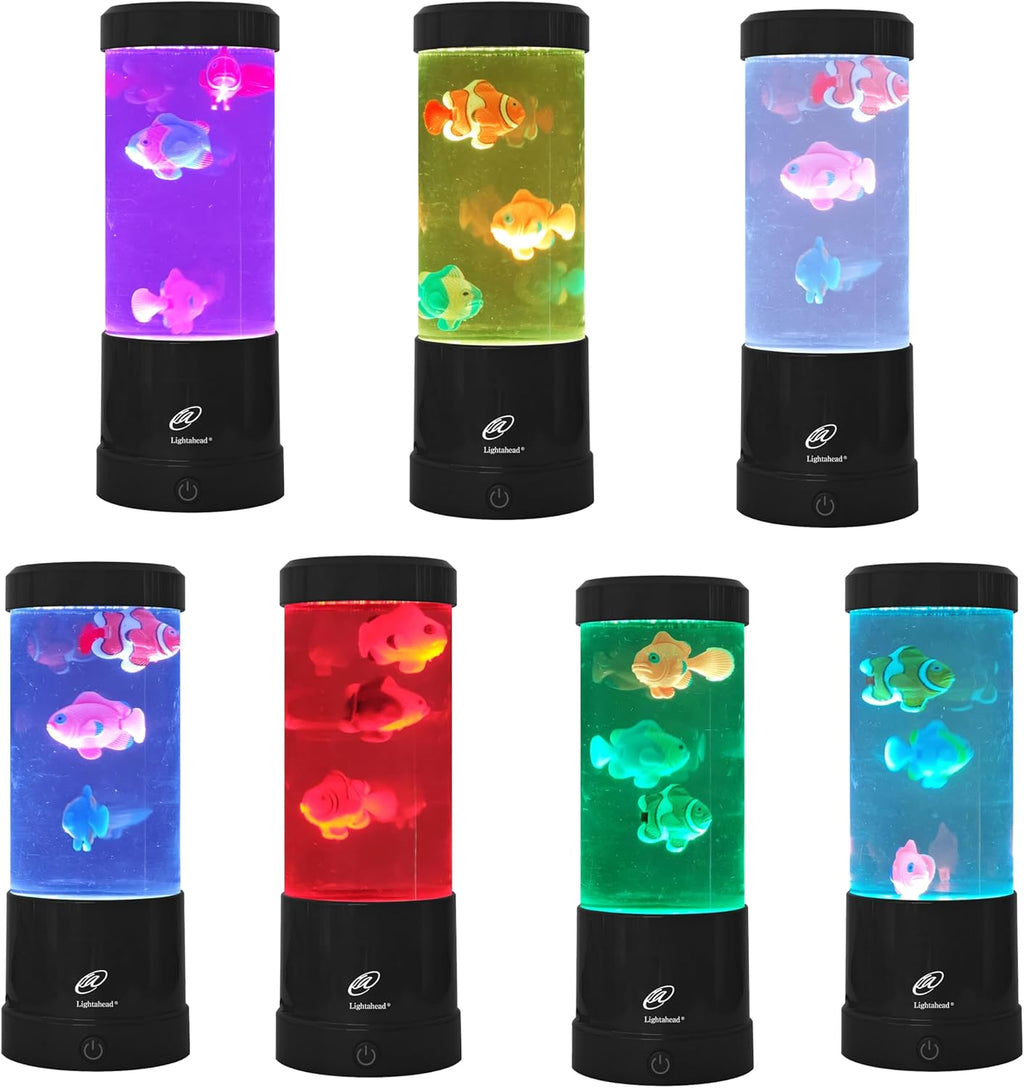 Lightahead Mini LED Round Fish Lamp Color Changing Light Effects, A Sensory Synthetic Fish Aquarium Tank 9 inches Tall Mood Lamp.