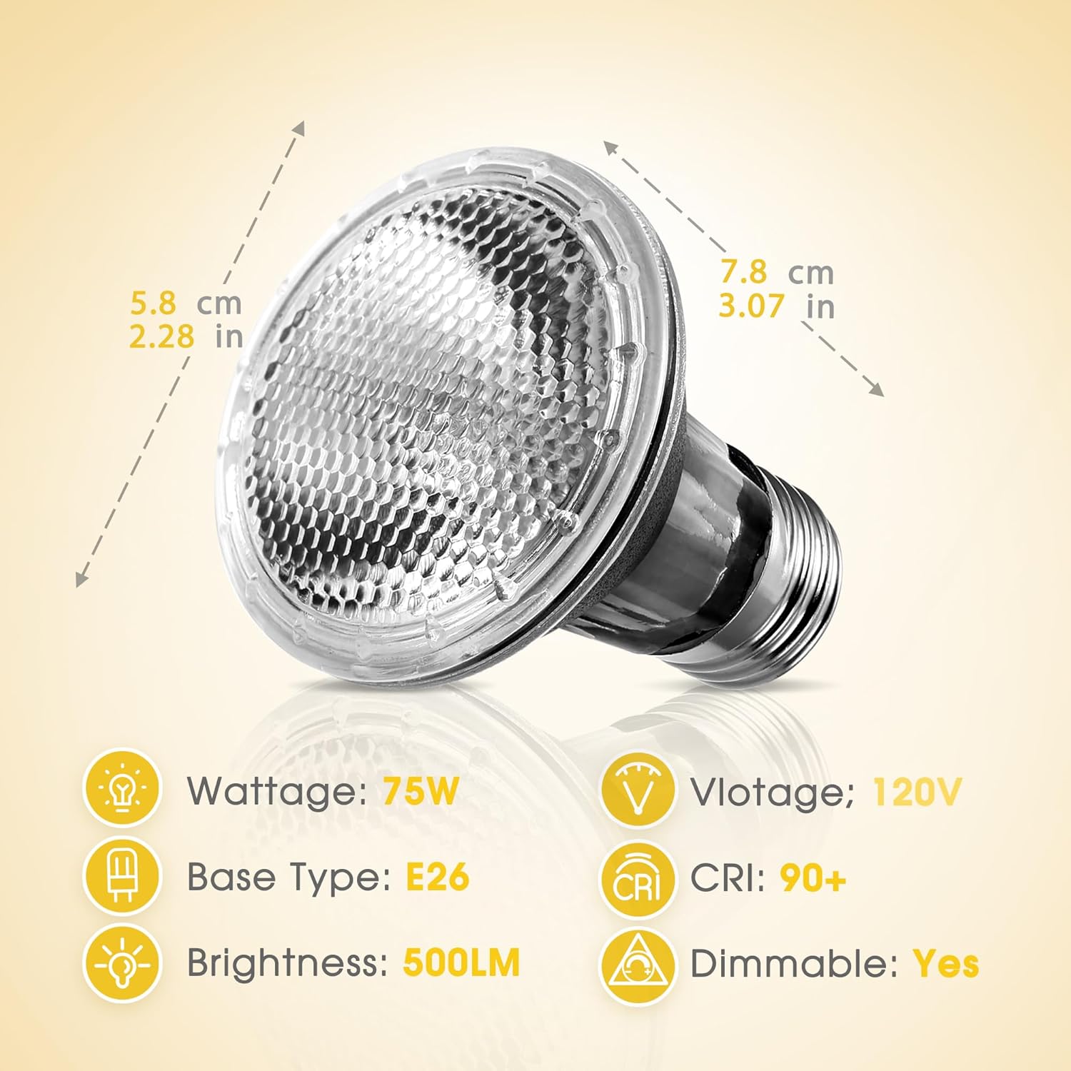 Briignite Reptile Heat Bulb [2 Pack], Reptile Light Bulbs 75W UVA UVB, Dimmable Heat Lamp Bulbs Basking Spot Light Bulb for Reptiles, Amphibian, Bearded Dragon, Lizard, Chicken