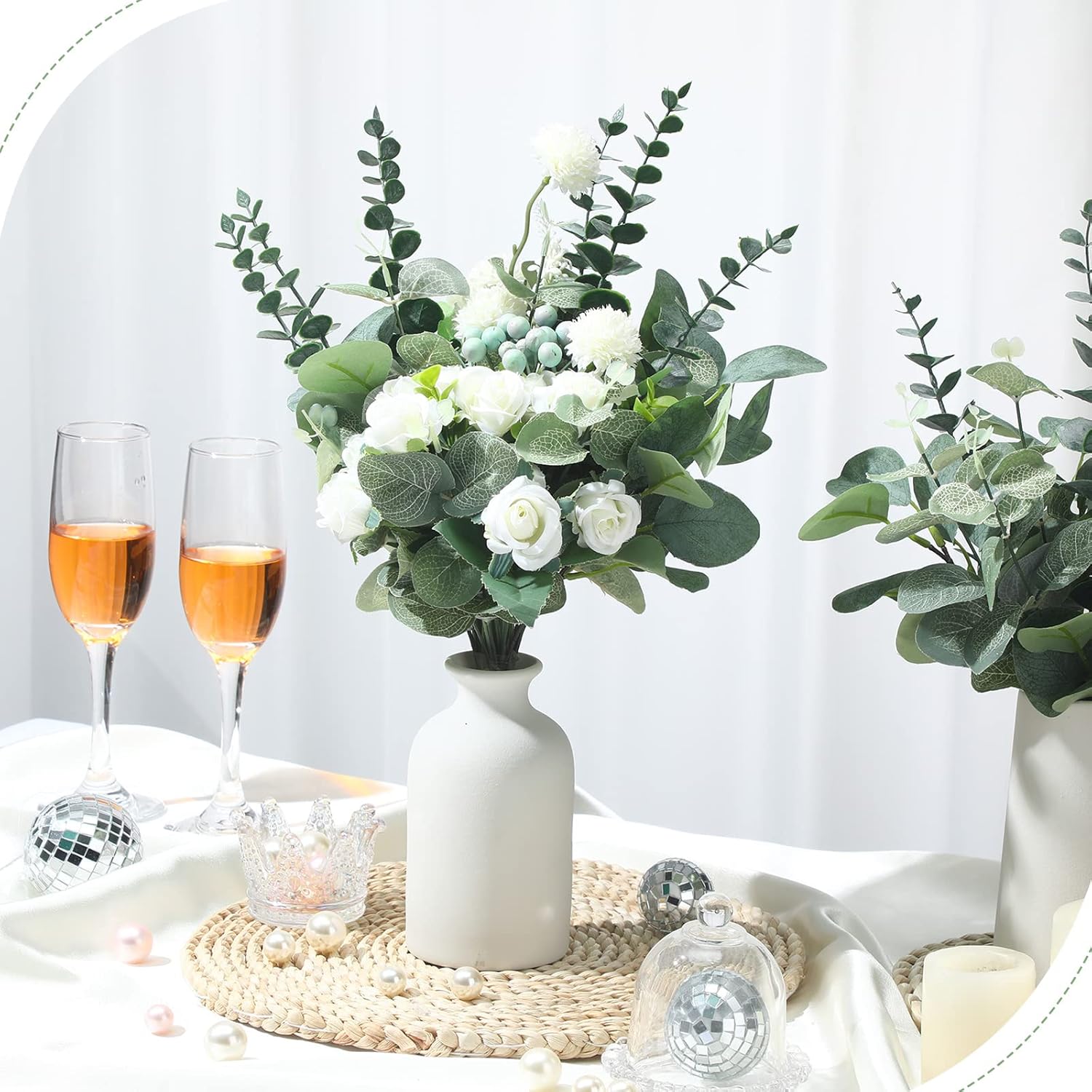Giegxin 600 Pcs 3 Kinds Mixed Eucalyptus Leaves Stems Bulk Artificial Silver Dollar Leaves Picks Dried Eucalyptus Bundle Faux Spray for Wedding Vase Bouquet Floral Arrangement (Green)