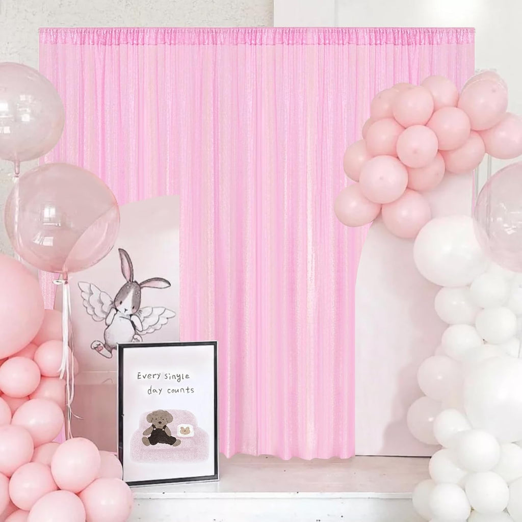Sugargirl Matte Pink Sequin Backdrop Curtain 2 Panels 2FTx8FT Glitter Pink Background Drapes Sparkle Photography Backdrop for Party Wedding Birthday Wall Decoration