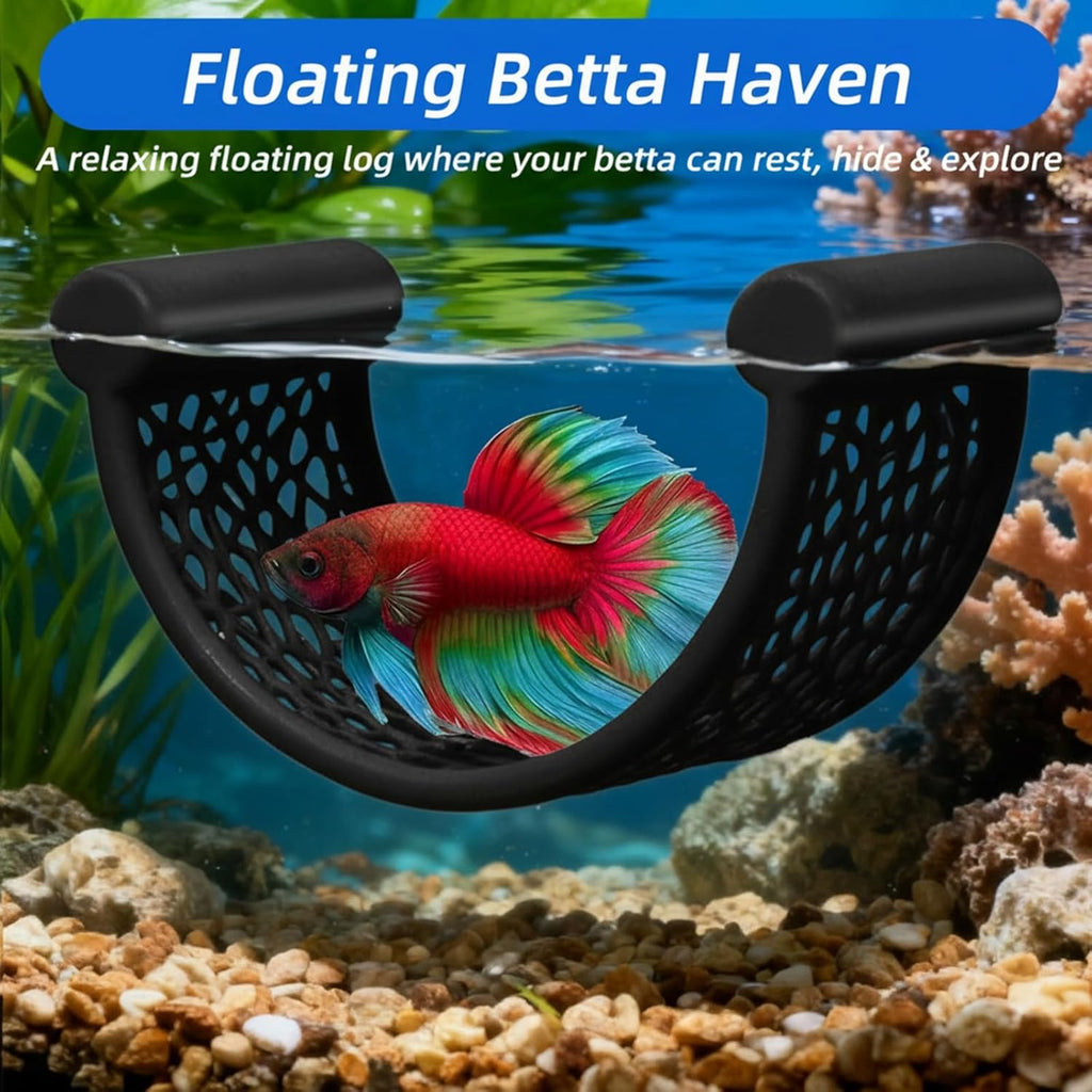 Black Betta Fish Hammock, Aquarium Floating Rest Platform for Small Fishes Floating Bed for Small Fish Betta Hammock Fishes Tank Accessories for Shrimp Fishs Bettas (Black)