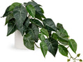 Hollyone Artificial Plants Potted Alocasia Amazonica Polly Faux Plant with White Ceramic Pot Fake Hanging Plants Indoor for Home Living Room Shelf Office Aesthetic Decor