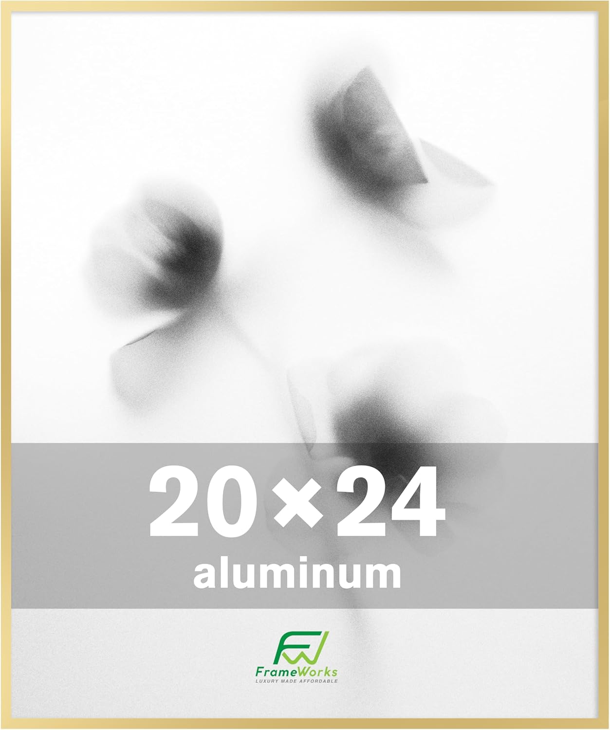 FrameWorks 20x24 Brushed Aluminum Poster Frames – Modern Brushed Metal Design w/Shatterproof Plexiglass, Perfect for Posters, Artwork, Paintings, Wall Displays – Home or Office Decor, Gold - 1 Pack