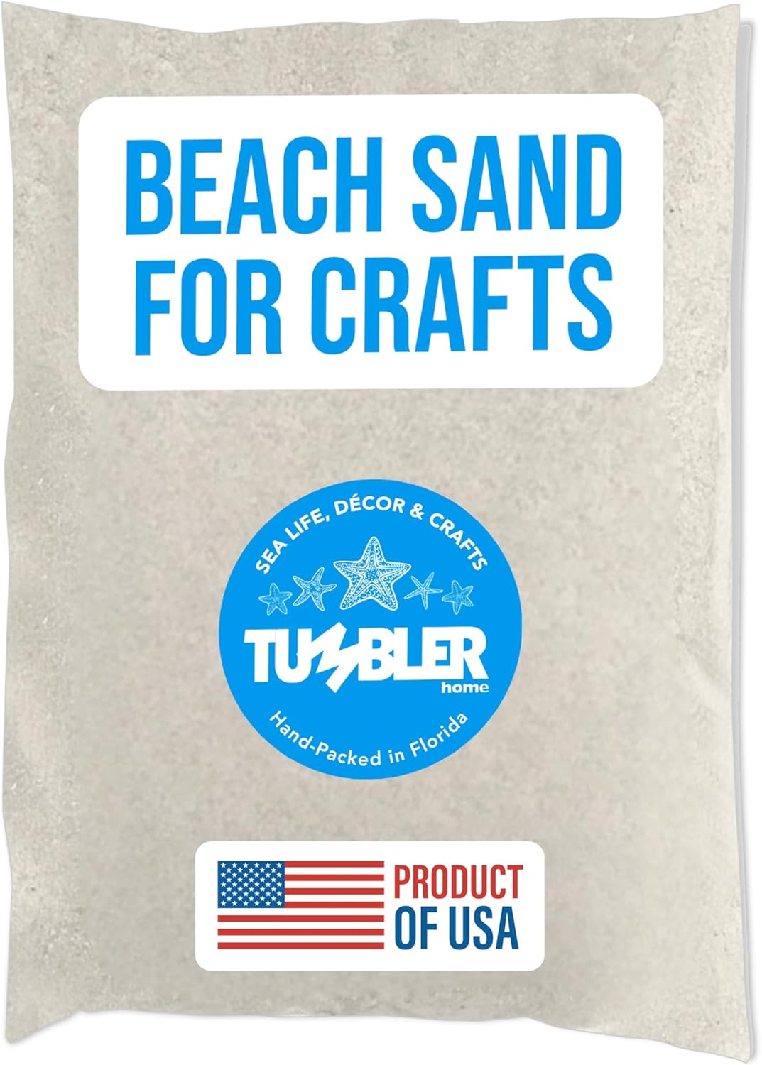 Tumbler Home Real Beach Sand from Florida - 2 Pounds of Fine Decorative Sand for Crafts, Vases, Décor, Weddings, Terrarium, Aquariums, Crafting or Resin Art. Soft & Natural. Made in USA. 2lbs (White)