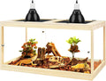 Prolee Tempered Glass Bearded Dragon Tank 63 Gallon, Lizard Tank, Reptile Tank with Metal Mesh Roof Door, Snake Tank with Lock Design, 40" Long, Oak