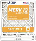 Filter King 14.5x19x1 Air Filter | 4-PACK | MERV 13 HVAC Pleated A/C Furnace Filters | MADE IN USA | Actual Size: 14.5 x 19 x .75"