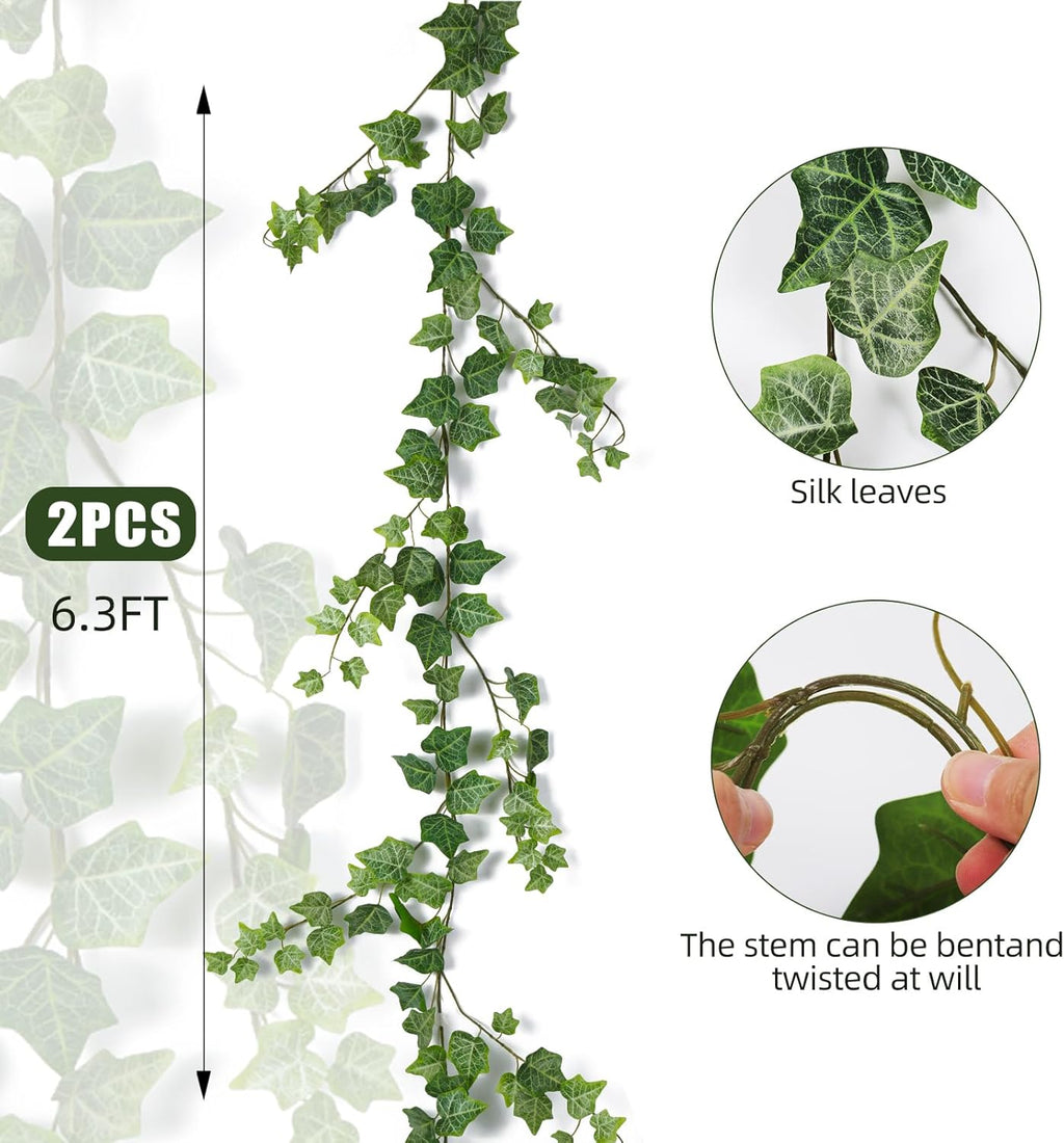RECUTMS 2Pcs Hanging Ivy Garlands Artificial Vine Leaves Fake Greenery Silk Plants Decor for Wedding Home Wall Party Indoor Outdoor Decoration 74.8inch