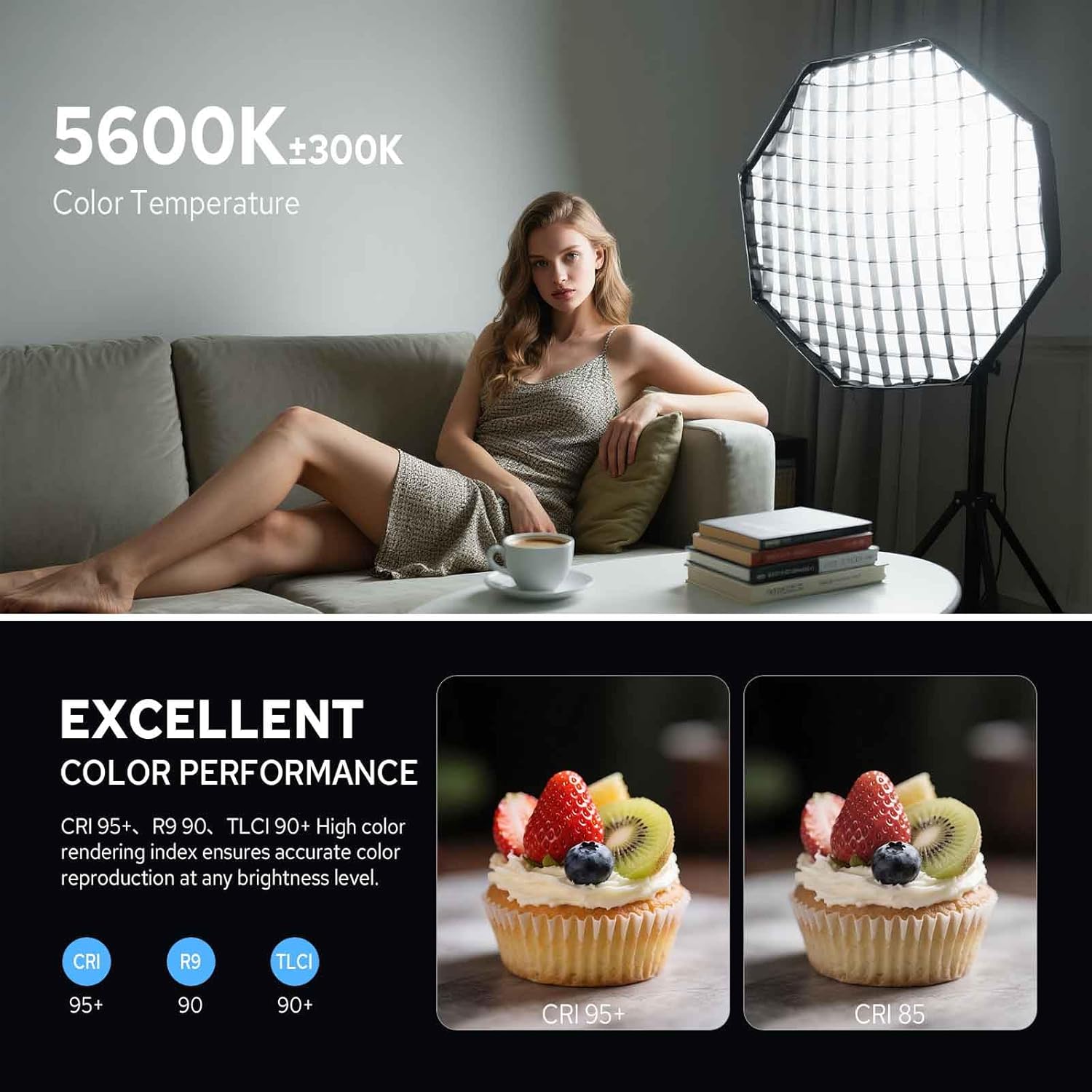 Godox SL60W LED Video Light, 60W 5600K Daylight LED Continuous Light SL-60W, Powerful Studio Bright Light with Bowens Mount 10-100% Brightness for Video Recording Wedding