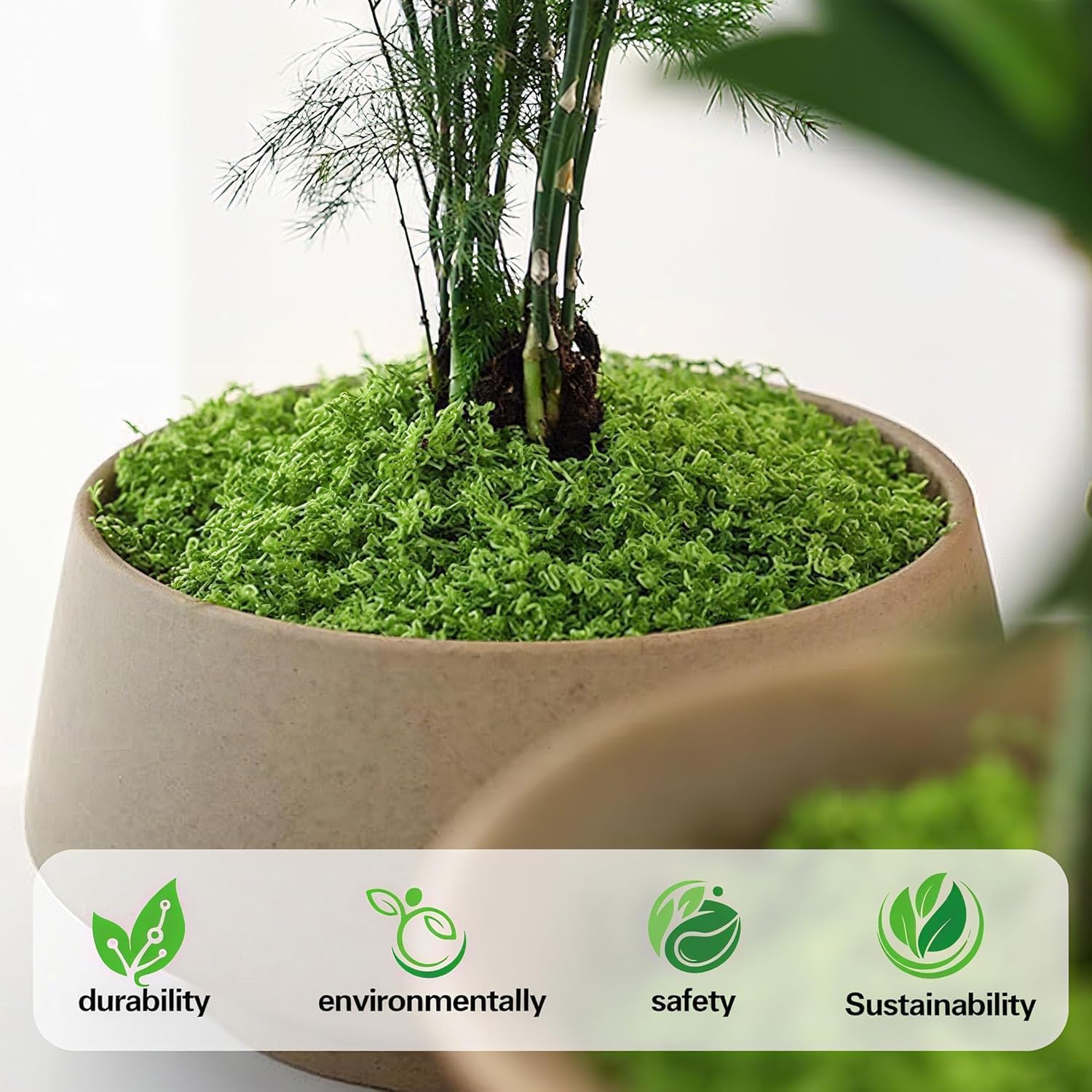 10.5oz Artificial Fake Moss for Indoor Plants, Faux Green Moss Potted Crafts Mosser DIY Garden Decor