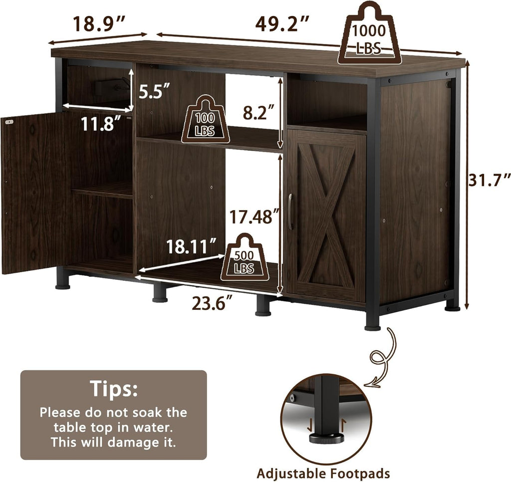 55-90 Gallon Fish Tank Stand with Power Outlets, Aquarium Stand with Cabinet, Heavy Duty Reptile Tank Turtle Terrariums Table for Fish Tank Accessories Storage, 52" L x 19.7" W, 1000LBS Capacity