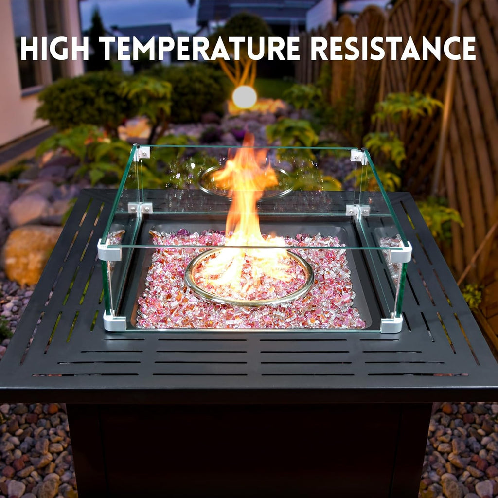GasSaf 1/4 Inch Fire Glass Reflective Tempered Fireglass Cut Crushed FireGlass for Fire Pit, Fireplace, Replaces Existing Gas Logs & Lava Rocks (20 Pound)(Rose Gold)