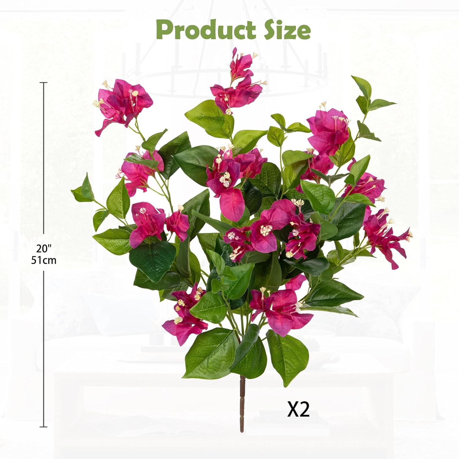 Hollyone 2Pcs Bougainvillea Artificial Flowers Bouquets Red Fake Flower Silk Flowers with Long Stem Floral Arrangements Faux Bougainvillea Flower Plant for DIY Wedding Party Centerpieces Home Decor