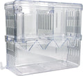 Acrylic Fish Breeding Box Double Layer Aquarium Tank Fishes Isolation Box with Suction Cup for Fry Hatchery Injured Care Divider Container for Small Ornamental Fishes Shrimp (Large)