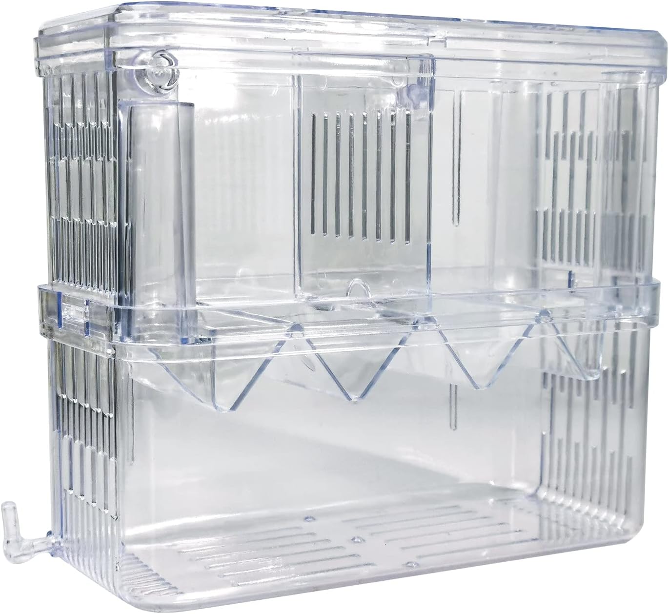 Acrylic Fish Breeding Box Double Layer Aquarium Tank Fishes Isolation Box with Suction Cup for Fry Hatchery Injured Care Divider Container for Small Ornamental Fishes Shrimp (Large)