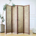 4 Panel Room Divider Screen and Folding Panel Screen,Double Sided Bamboo Divider for Room Separation,White Plum and Birds,67" H x 63" W,67" H x 63" W