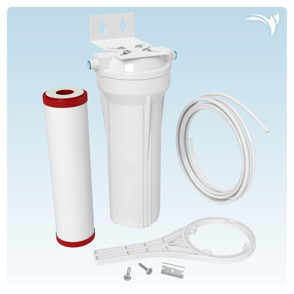 AQUATICLIFE Carbon Plus Carbon Block Water Filter 10x2.5 and 10-inch Water Filter Housing Canister for Reverse Osmosis Filtration Systems RO and RODI Units, for Chlorine Chloramine Reduction