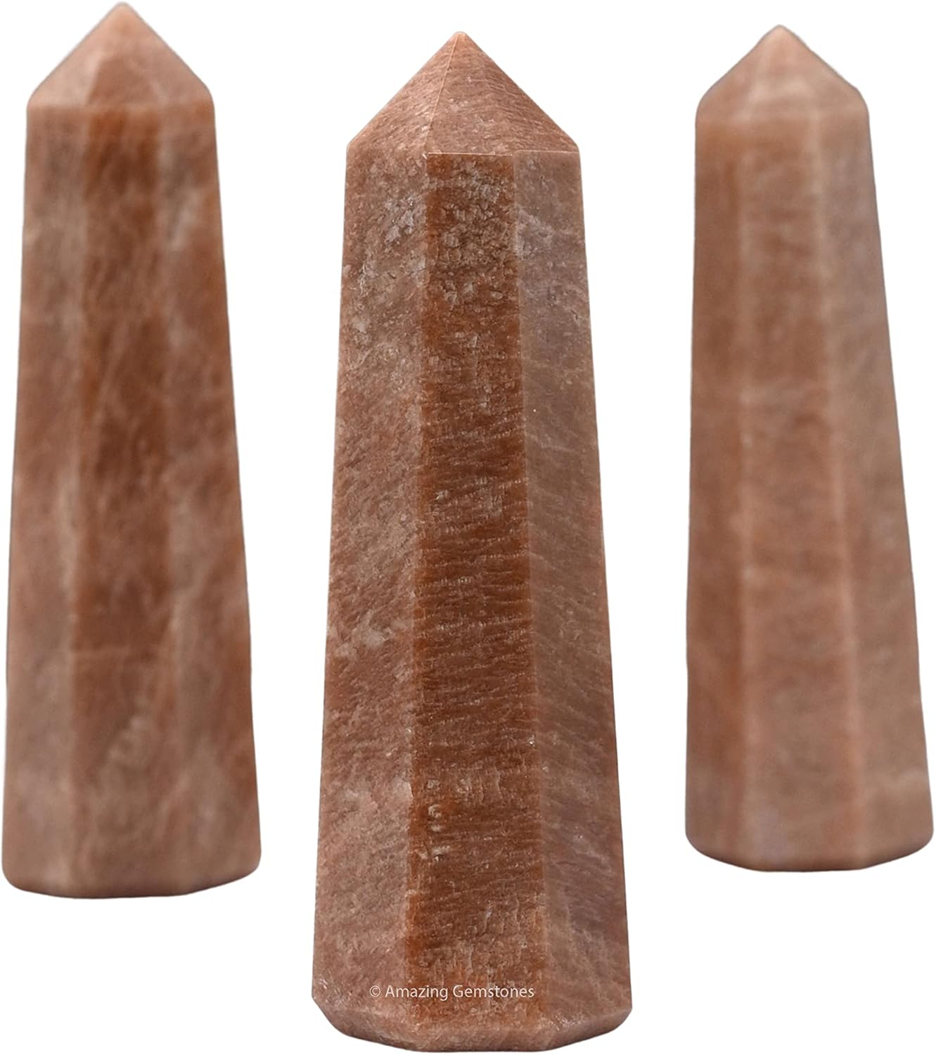 Amazing Gemstone Peach Moonstone Crystal Towers - Natural Healing Crystal Point Obelisk for Reiki Healing and Crystal Grid (3 Inch)