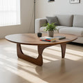 Solid Wooden Modern Triangle Coffee Table: Unique Funky Coffee Tables for Living Room, Oval Mid-Century Irregular Abstract Tea Tables for Patio Office Balcony Bedroom (Walnut, 43" L x 31" W x 16" H)