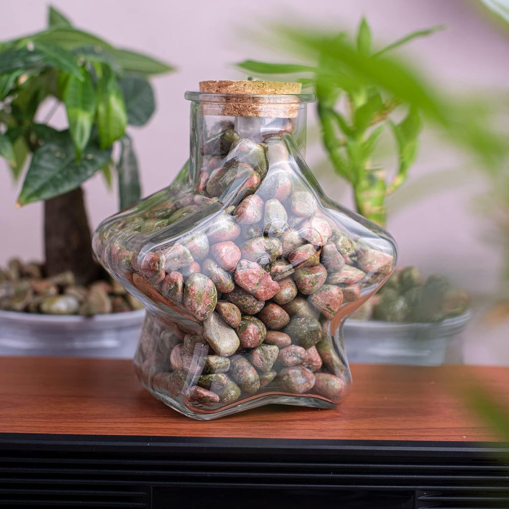 Polished Unakite Crystal Stone Set - 72 Pcs, 0.5" 10 oz Handpicked Tumbled Gemstones Rocks, Pebbles for Reiki, Chakra, Healing, Home Decor
