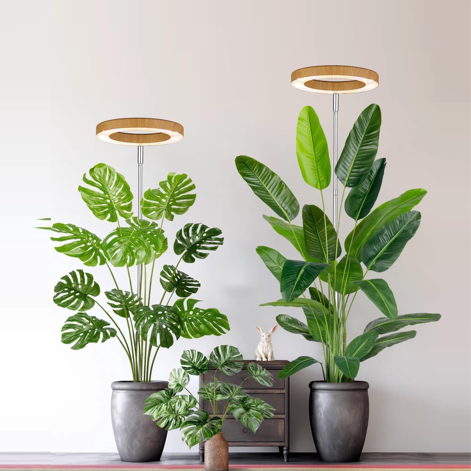 yadoker Plant Grow Light, LED Growing Light Full Spectrum for Indoor Plants,Aluminum Wood Grain Plant Lights,Height Adjustable, Automatic Timer, 5V Low Safe Voltage