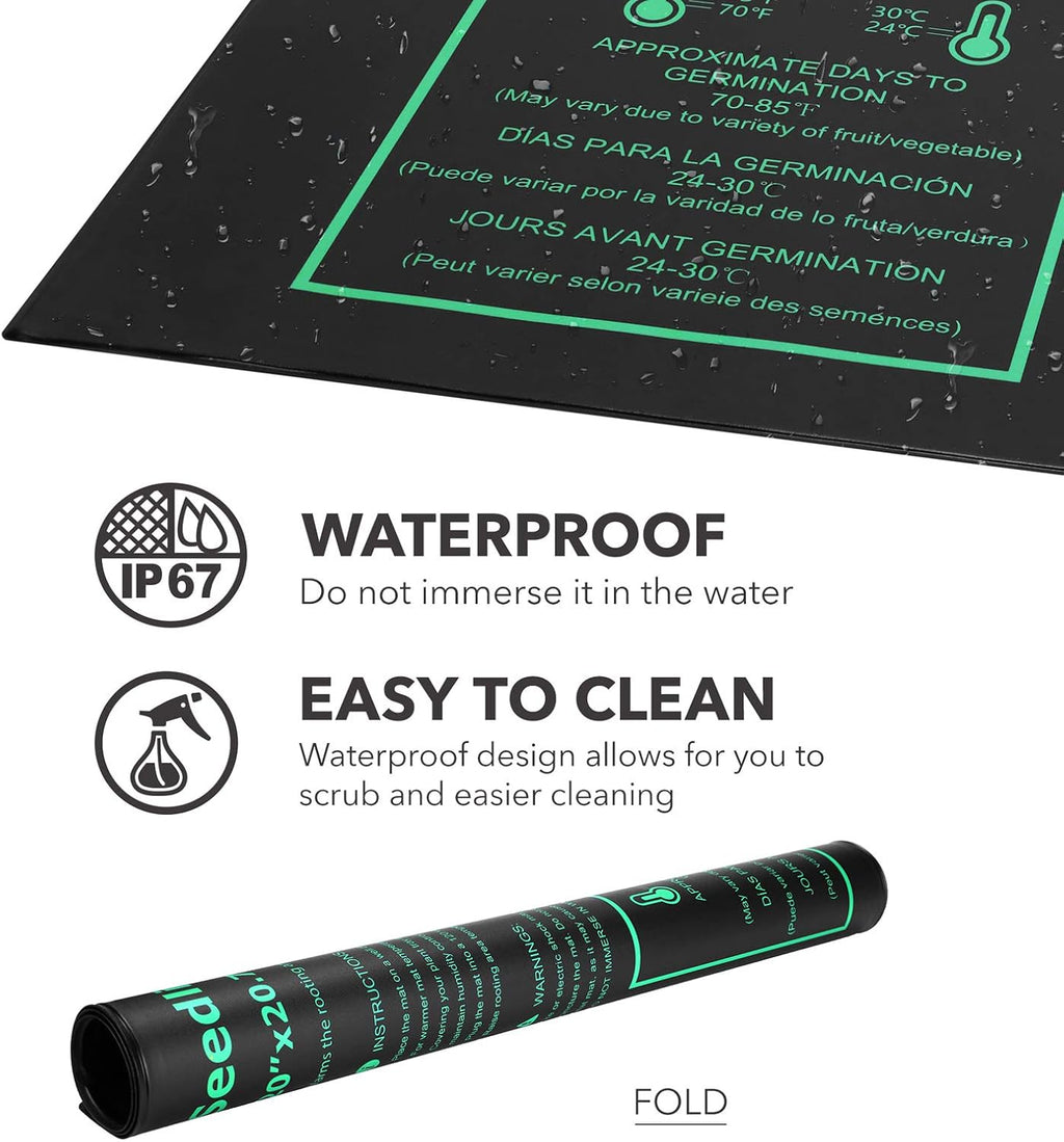 BN-LINK Seedling Heat Mat Heating Pad 20" x 20.75" with Digital Thermostat Controller Combo Set Waterproof for Indoor Seed Starting and Plant Germination
