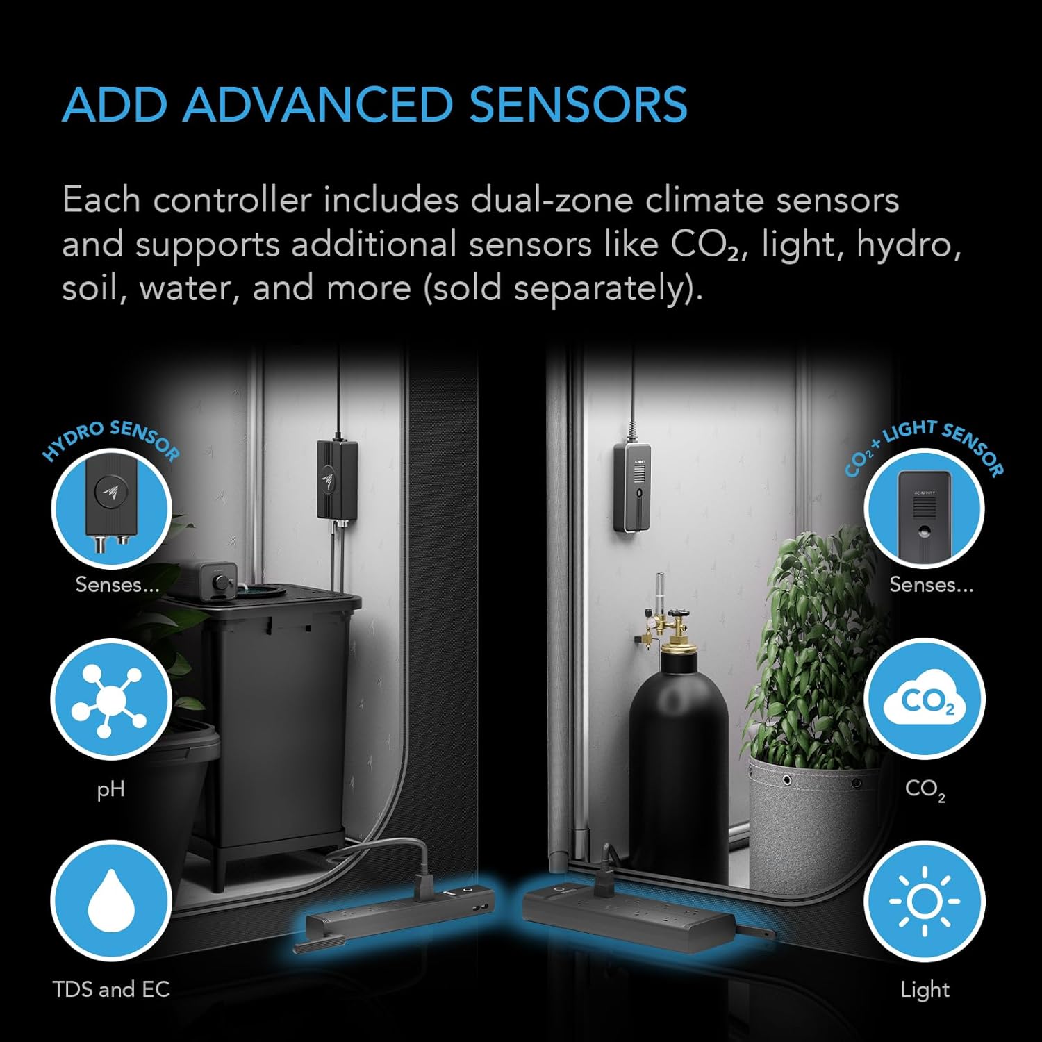 AC Infinity Outlet AI+, Environment Controller, Smart WiFi Power Strip, Dual-Zone Temperature Humidity, Individual Control 8 Plugs, AI Targeting, Thermostat Greenhouse Aquarium Terrarium Home, 1800W