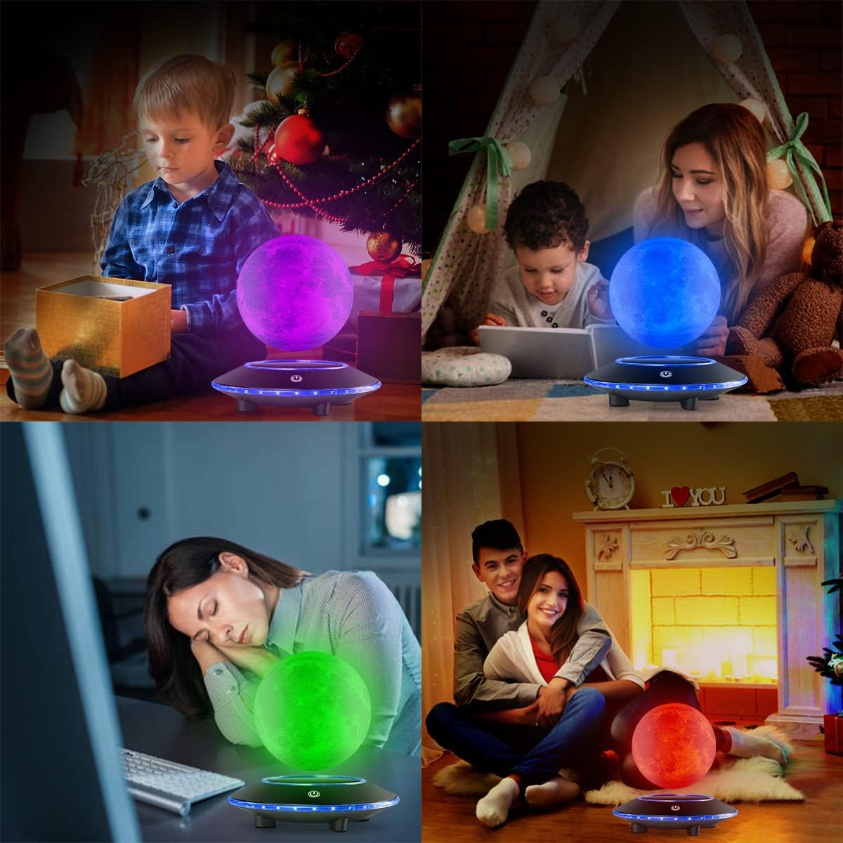 VGAzer Levitating Moon Lamp,Floating and Spinning in Air Freely 16 Colors with Gradually Changing LED Lights for Home,Office Decor,Unique Holiday Gifts,Night Light (White Moon)
