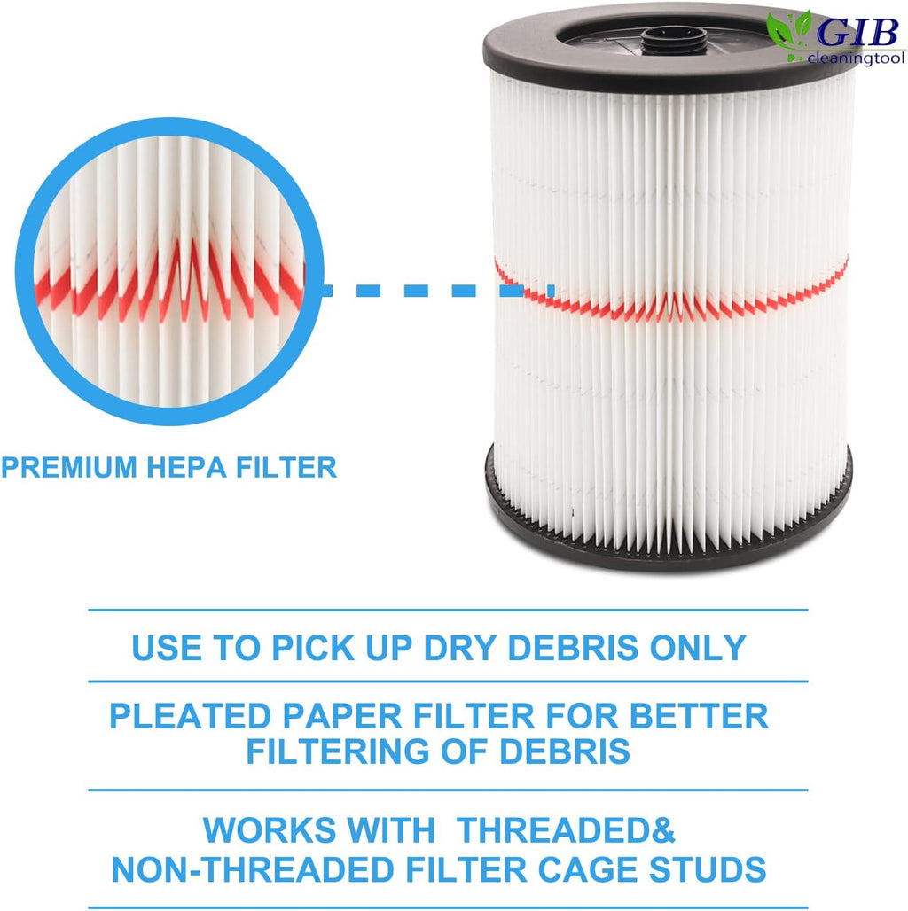 17816 Filter for Craftsman Shop Vac 9-17816 Wet/Dry Vac Filter Replacement Cartridge Filter for Craftsman Vacuum Filter for 5/6/8/12/16/32 Gallon and Larger Vacuum Cleaner 2 Pack