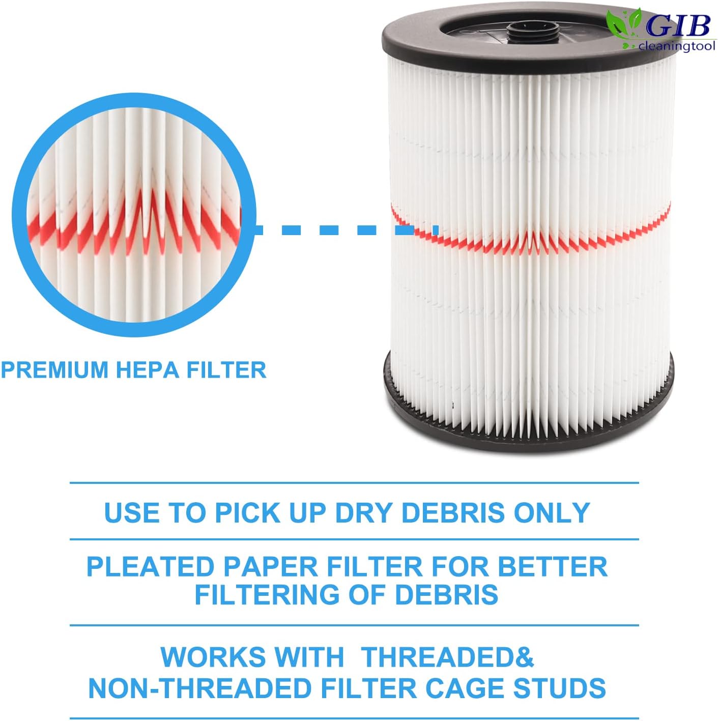 17816 Filter for Craftsman Shop Vac 9-17816 Wet/Dry Vac Filter Replacement Cartridge Filter for Craftsman Vacuum Filter for 5/6/8/12/16/32 Gallon and Larger Vacuum Cleaner 2 Pack