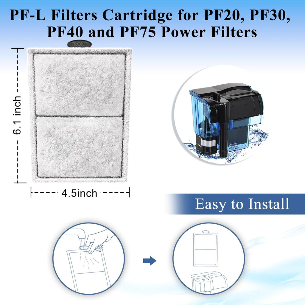 9 Pack PF-L Filter Cartridges Replacement Fish Tank Refill with Zeolite Compatible with PF20, PF30, PF40 and PF75 Power Filters