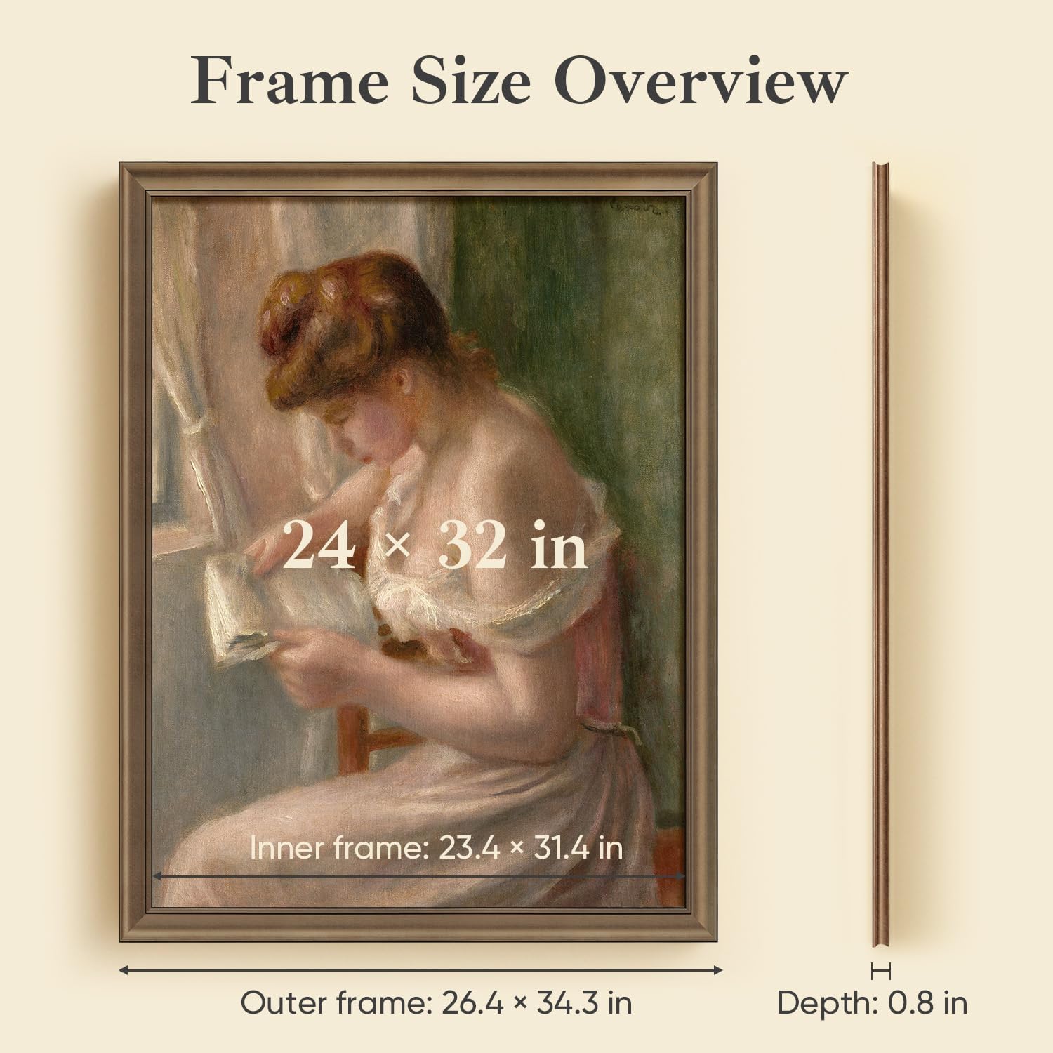 HLiWEGNS Vintage Bronze 24x32 Frame – Poster Frame with Aged Bronze Finish – Picture Frame for 24 x 32 Artwork, Canvas Prints, Puzzles, and Wall Decor
