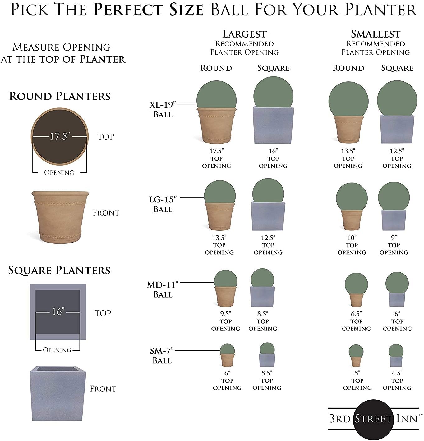 3rd Street Inn Holly Topiary Ball Assortment - 15", 11", 7" Artificial Topiary Plants - Wedding Decor - Indoor/Outdoor Artificial Plant Balls - Topiary Tree Substitute