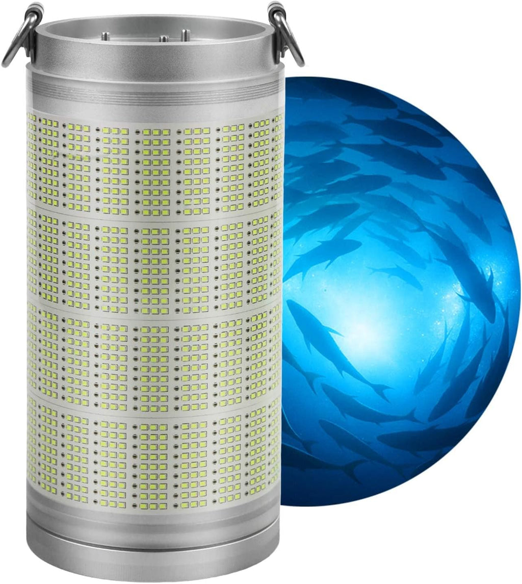 Rechargeable Underwater Fishing Light, Built-in Battery & Cordless, Remote Dimmable, Auto-On in Water, IP68 Waterproof, Multi-Color, Suitable for Boat, Dock, Freshwater, and Saltwater