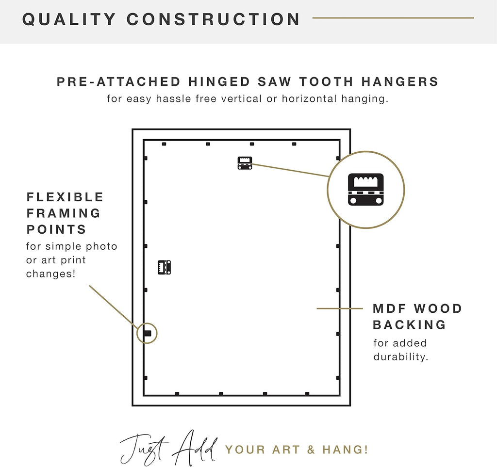 MCS Museum Poster Frame 16x24 White Woodgrain, Vertical & Horizontal Wall Hanging Large Picture Frame for Photos, Posters & Art Prints (1-Pack)