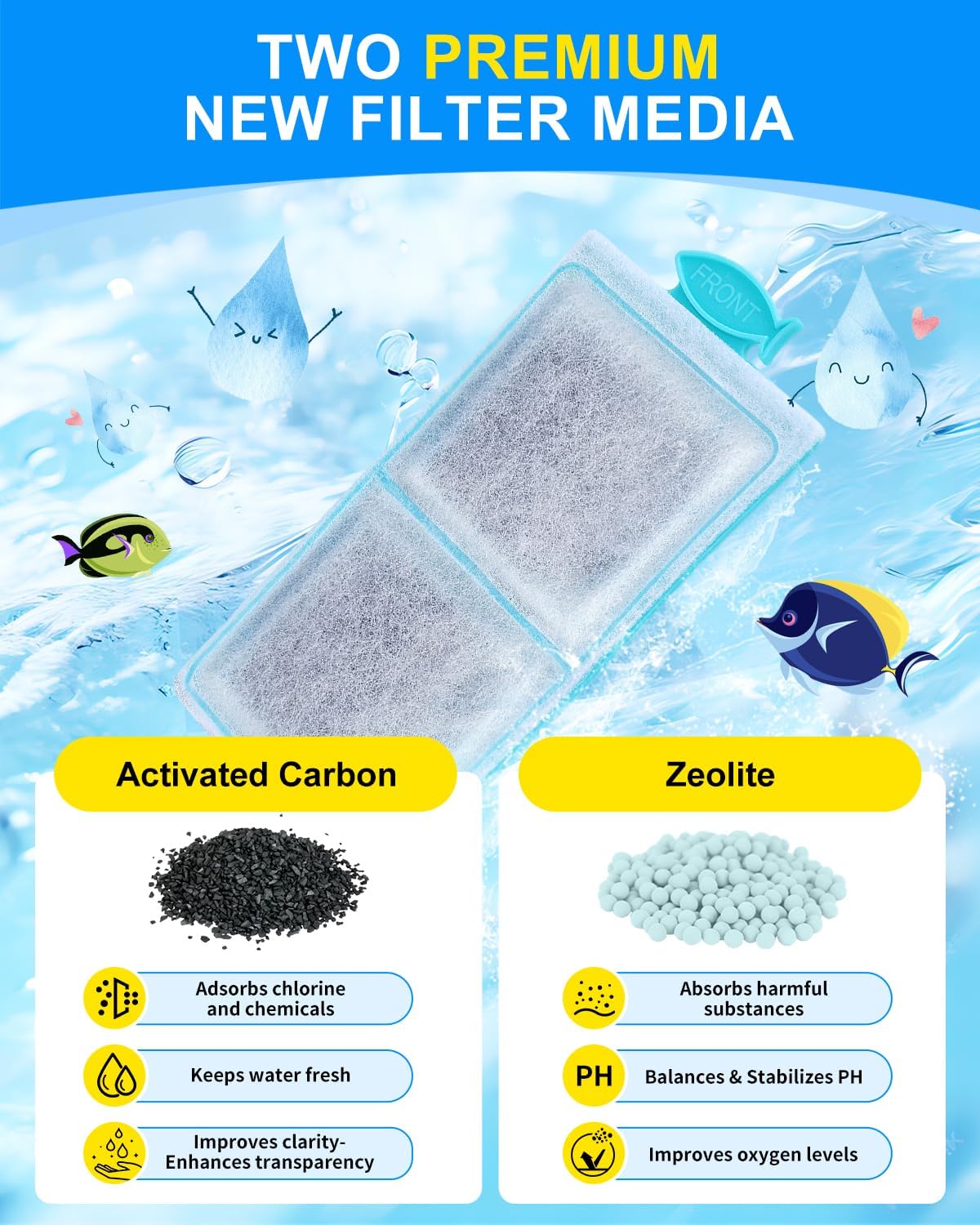 16 Pack Fish Tank Filters Compatible with Top Fin PF-S Filter Cartridge, Upgraded PF-S Small Fish Tank Filters Compatible with Top Fin PF10 Power Filters, Fit for Topfin Aquarium Filter