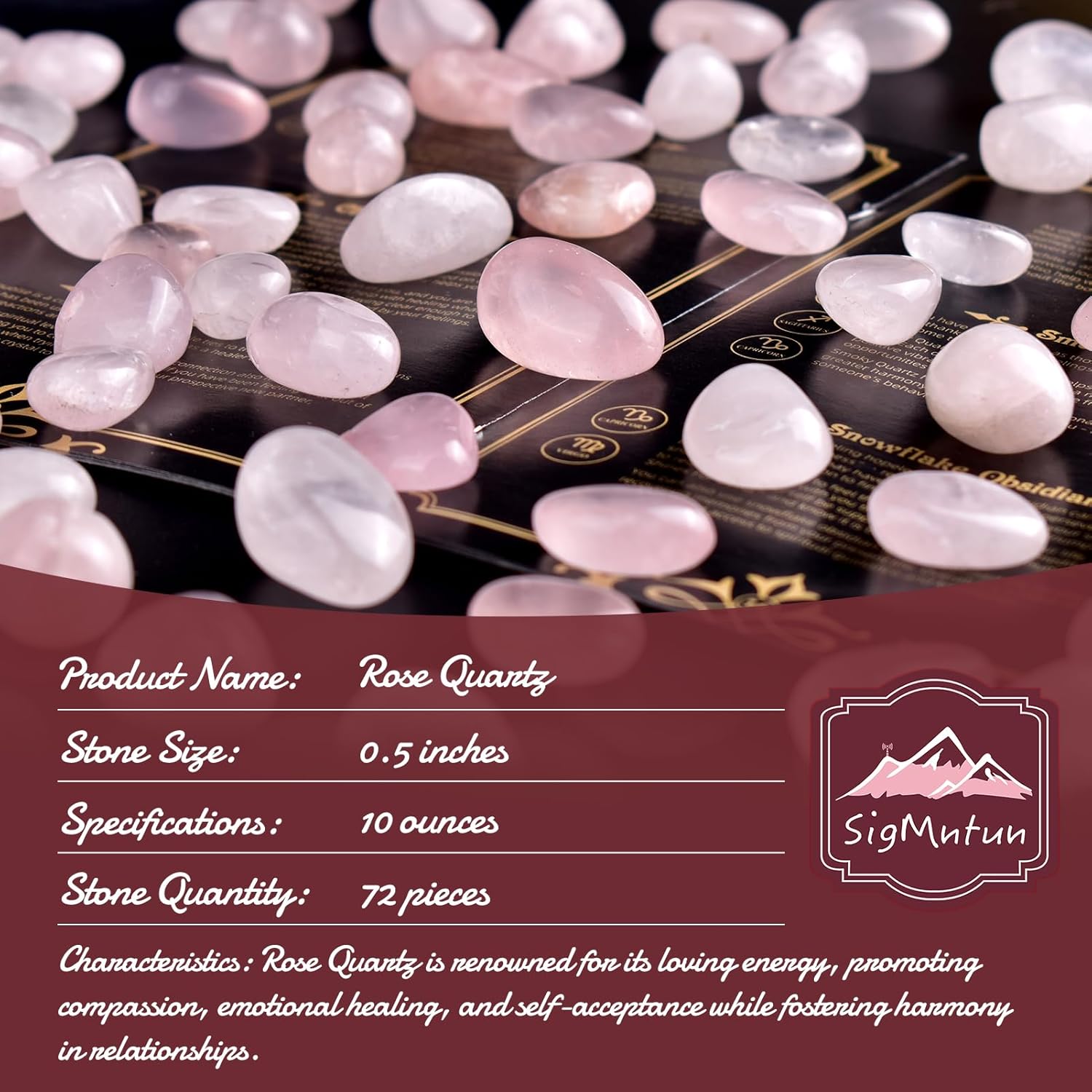 Polished Natural Rose Quartz Crystals - 72 Pcs, 0.5" 10 oz Handpicked Natural Tumbled Gemstones Rocks, Pebbles for Reiki, Chakra, Healing Home Decor