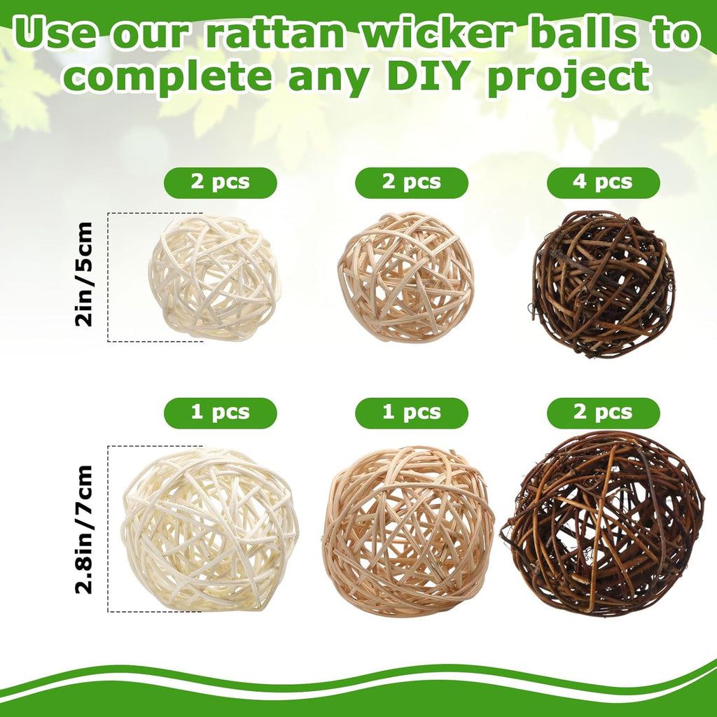 Yunsailing 36 Pcs Moss Decorative Balls for Centerpiece Bowls and Rattan Wicker Balls Handmade Moss Orbs Vase Filler for Garden Wedding Home Christmas Party Decoration(Retro Colors)