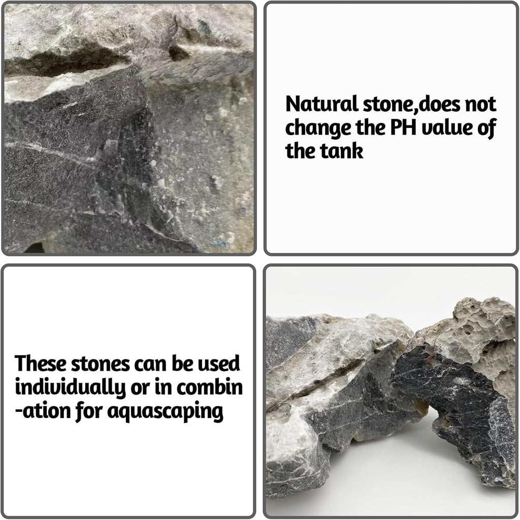 PINVNBY Natural Seiryu Stones, Aquariums Slate Stone Decorative Rocks for Fish Tank, Terrariums, Paludarium, Vivariums, Reptile and Amphibian Enclosures, Aquascaping (4.5lb)