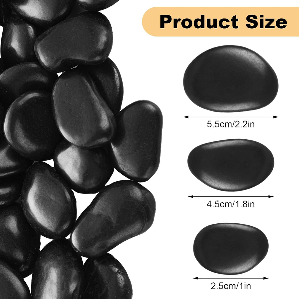 DAJAVE 10lb Black River Rocks for Landscaping, 1-2Inch Polished Pebbles for Plants, Natural Decorative River Pebbles, Large Plant Rocks for Gardens, Landscape, Outdoor Decoration