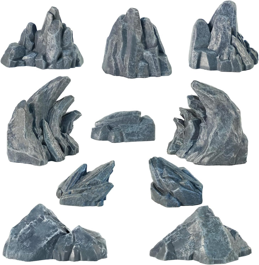 Warmtree 10 Pcs Simulation Rockery Diorama Rocks Stone for Diorama Supplies Miniature Terrain Fairy Garden Zen Garden Accessories Terrarium Decor Tank Aquarium Decoration (Grey)