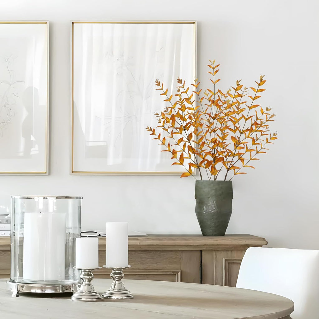 Briful 3PCS Artificial Fall Stems – 36.2" Long Stem Golden Leaf Branches, Autumn Foliage Branch for Fall Vase Filler, Thanksgiving Centerpiece, Harvest & Farmhouse, Christmas Decoration
