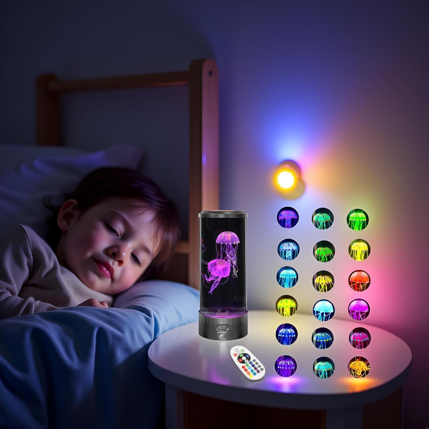 Lightahead Large Round LED Jellyfish Lamp – 18 LEDs with Vibrant Color-Changing Effects – The Ultimate Sensory Fake Aquarium for Decoration, Autism, ADHD, Stress & Anxiety Relief – Ideal Gift (Large)