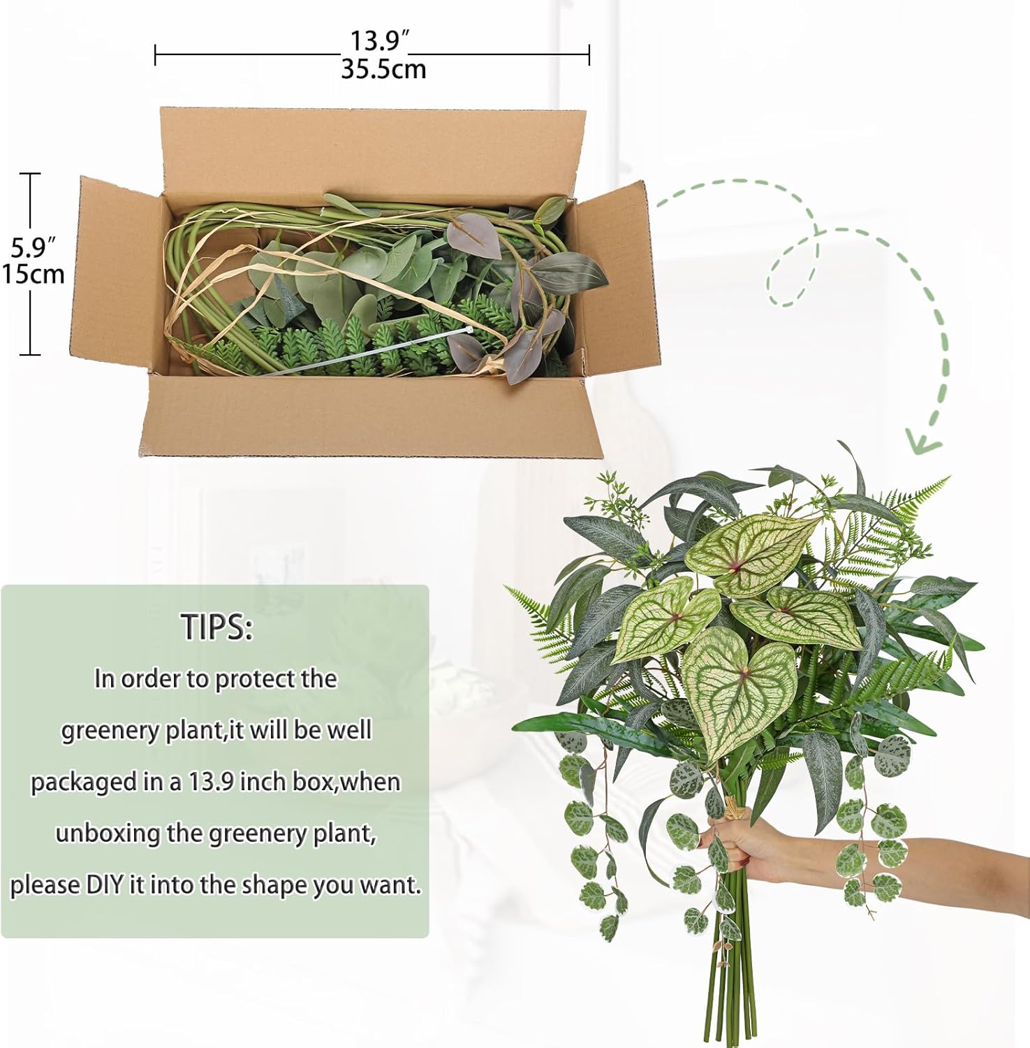DILATATA Artificial Greenery Stems Box Set, 5 Kinds Mixed Eucalyptus Leaves Trailing Vine Plant Monstera Leaf Faux Plants for DIY Bouquets Wedding Floral Arrangements Table Centerpieces Vase Decor