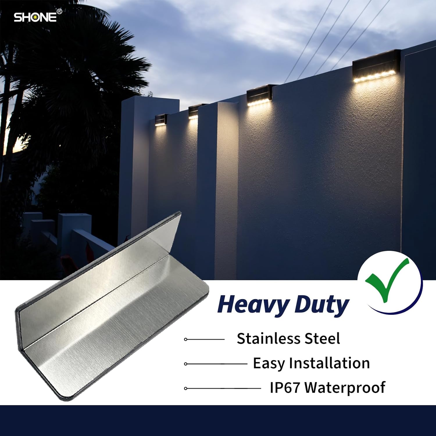 Solar Pool Lights, Color Changing Waterproof Step Lights for Outside, Heavy Duty Stainless-Steel Retaining Wall Light, Ultra-Thin & Anti-Trip 2-Way LEDs for Deck, Stairs, (RGB-W, 2Pack)