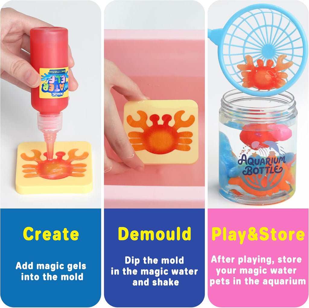 Magic Water Elf Toy Kit - Crafts Kit for Kids - Magic Gel Water Pets with Aquarium Bottle - Make Your Own Squishies Crafts Toys - Kids Christmas Birthday Gifts Party Favor for Girls Boys Ages 3+