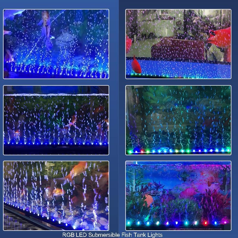 Submersible Aquarium Light,LED Aquarium Air Bubble Light,RGB Color Changing Brightness Adjustable Timing Waterproof Remote Control Fish Tank Light Bar,Aquarium Light Bubbler Wall,26.7inch