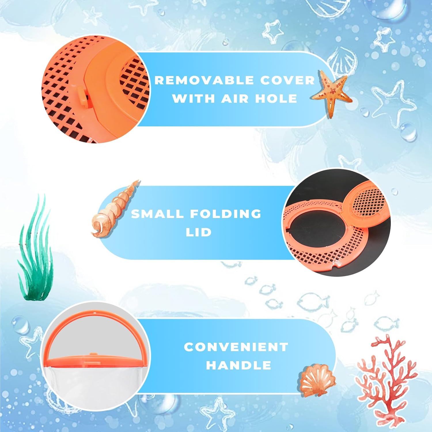 Foldable Small Aquarium, Portable Fish Tank, Fish Transport Container, Plasitc Fish Bowl, Beginner Tank, Great Concept for Catching and Release Critters, Beach, Pool and Lake (Red, Large)