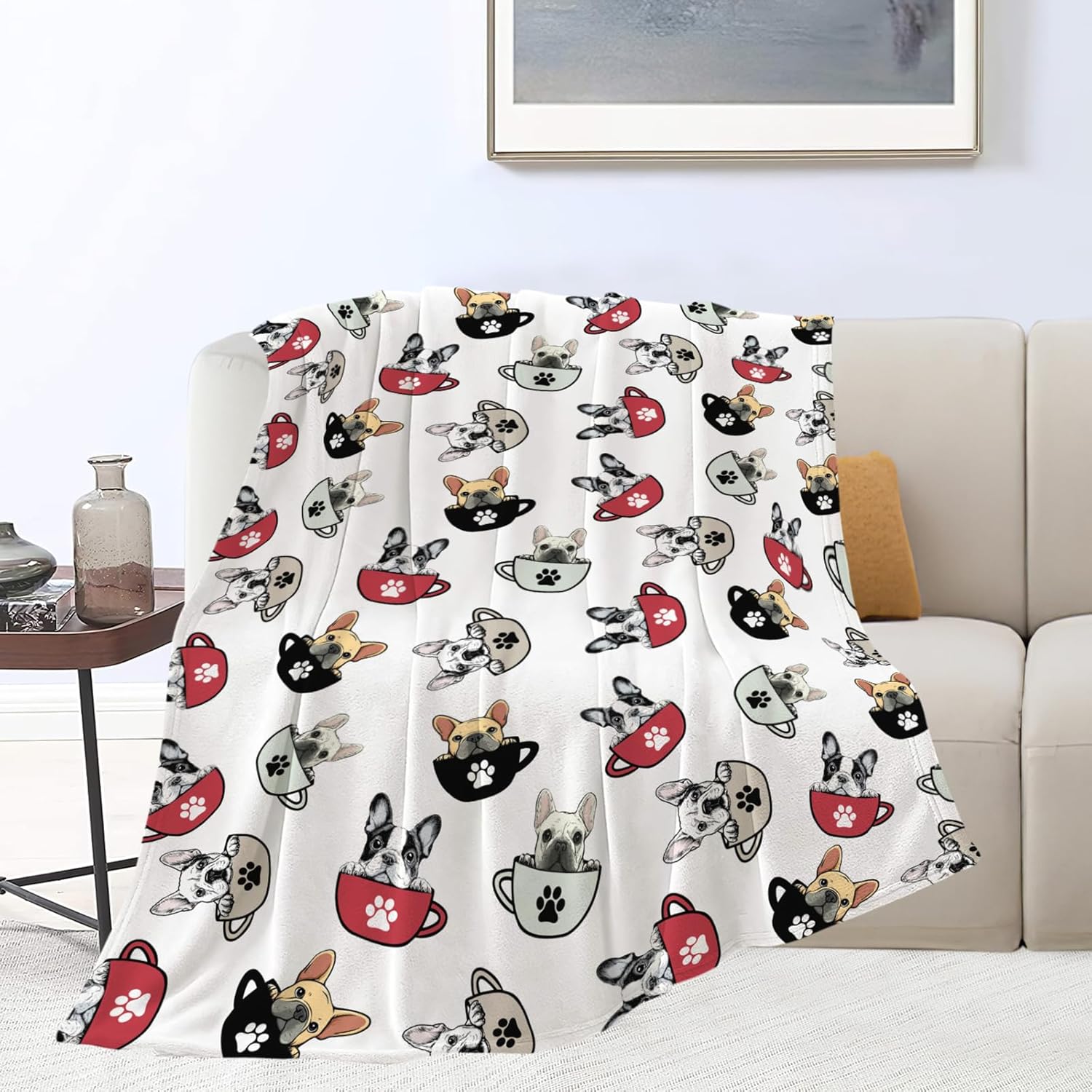 Boston Terrier Throw Blanket French Bulldog Frenchie Puppy Stuff Gifts for Dog Lover Kids Girls Boys Adults Women Men Soft Cozy Warm Plush Fluffy Fuzzy Fleece Blanket Decor 50''X60''