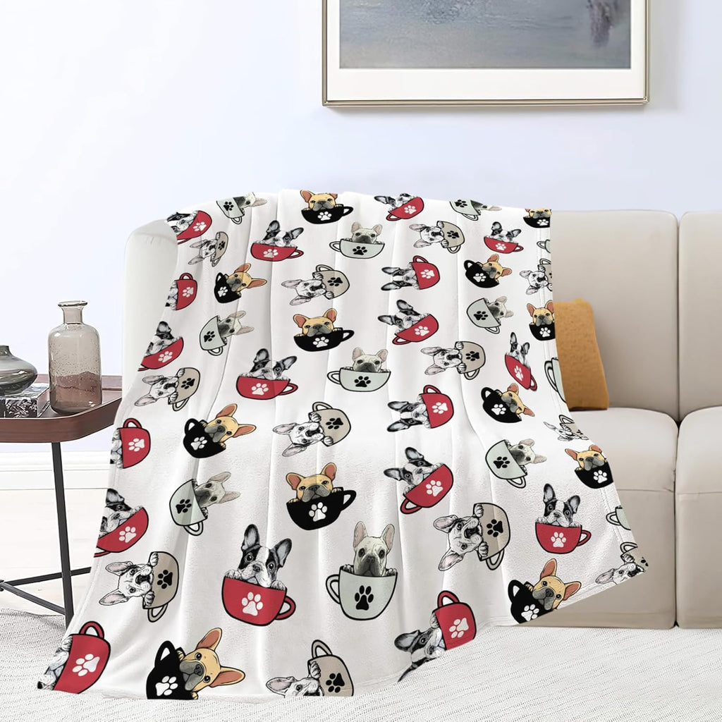 Boston Terrier Throw Blanket French Bulldog Frenchie Puppy Stuff Gifts for Dog Lover Kids Girls Boys Adults Women Men Soft Cozy Warm Plush Fluffy Fuzzy Fleece Blanket Decor 40''X50''