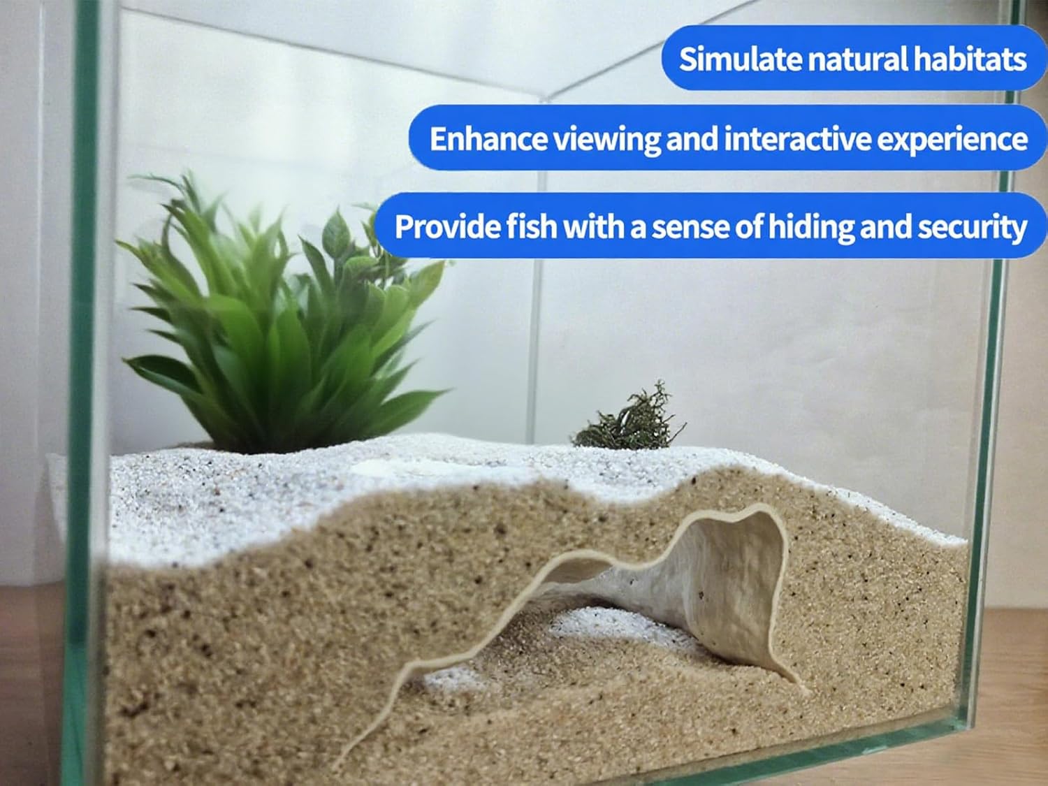 Pleco Cave, Two Hole Aquarium Cave & Shrimp Hideout, 3D Printed Fish Tank Tunnel Decor for Betta, Guppy, Shrimp, Cory, Small Cichlid (Gray)